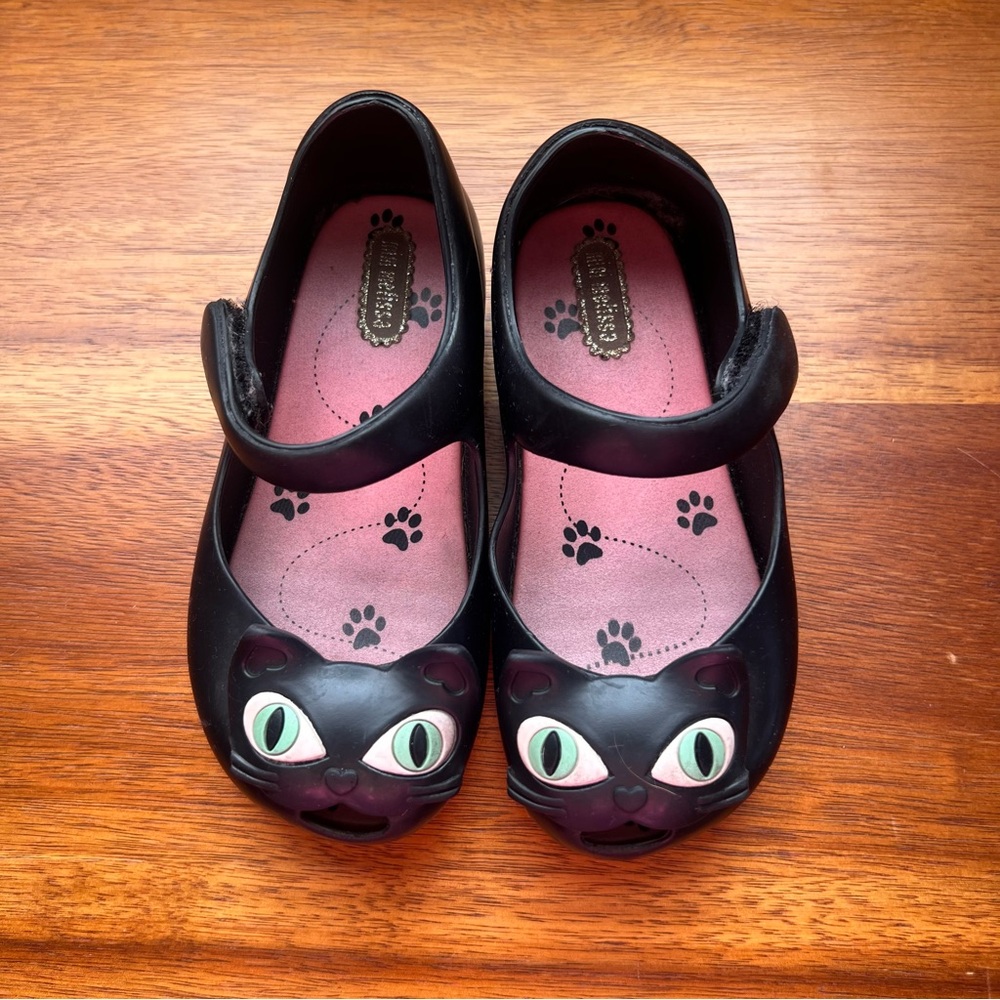 Mini Melissa Jelly Flats Ultragirl Cat in Black Size 9 Little Girls